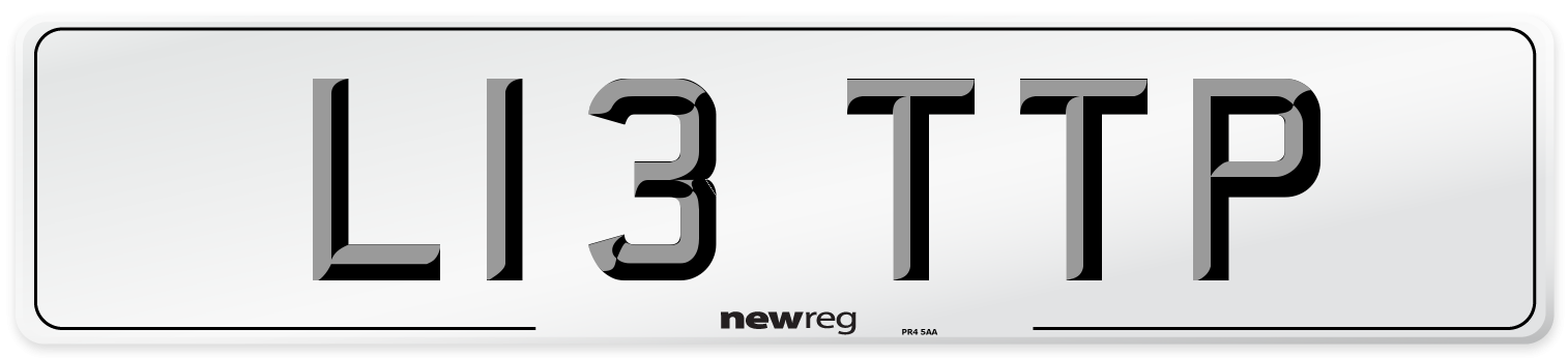 L13 TTP Number Plate from New Reg